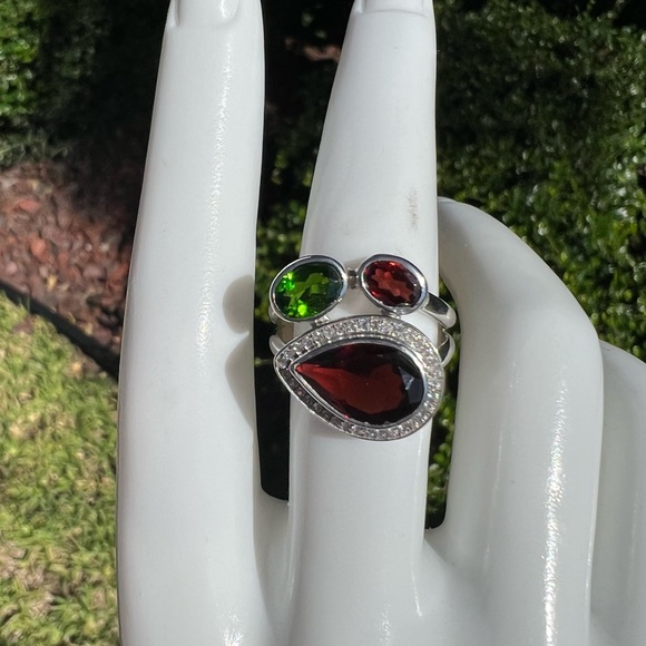 Multigemstone Niassa Ruby Sterling Silver Split Band Ring - Picture 6 of 16